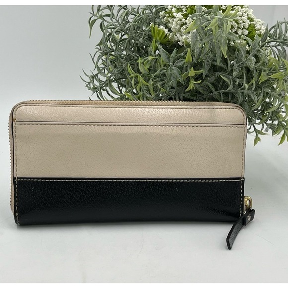 Kate Spade Wellesley Neda Black & Cream Zipper Leather Wallet - Picture 6 of 16